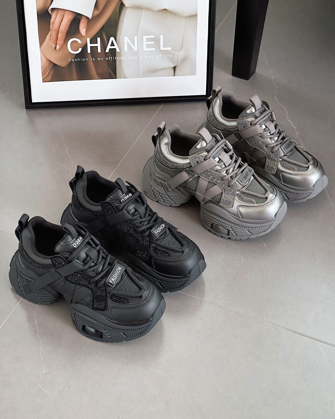 7152新款厚底老爹鞋女秋冬季真皮小个子增高轻便显脚小炸街运动鞋