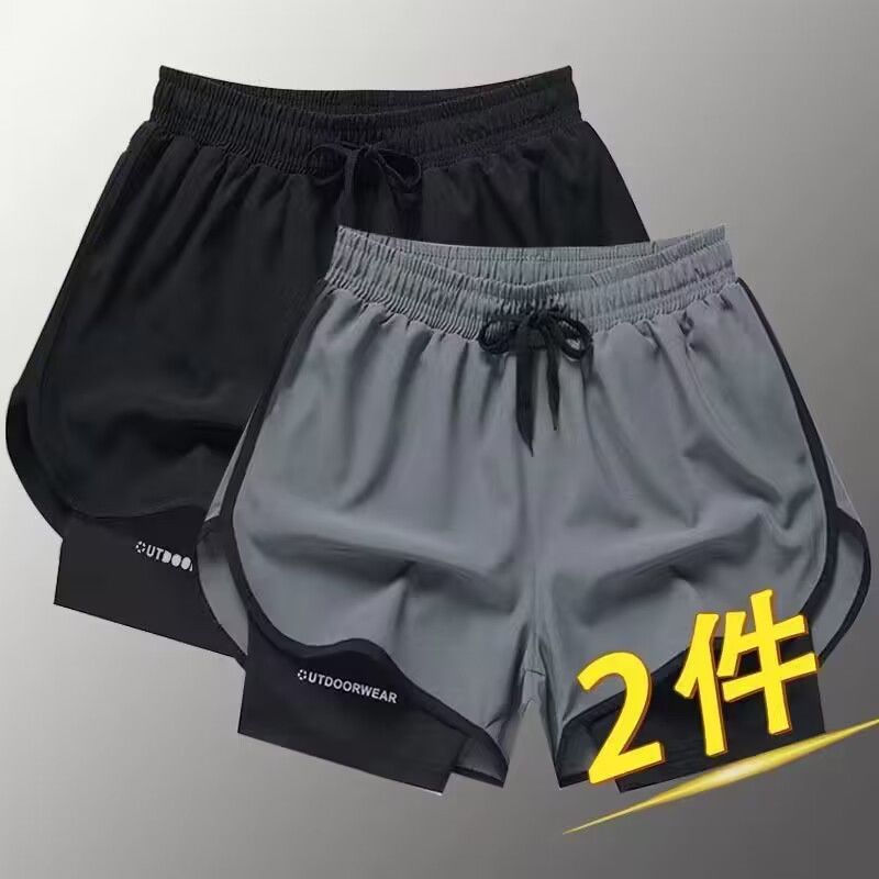 泳裤男女款双层防尴尬瑜伽裤男款夏季沙滩运动跑步加大码五分短裤
