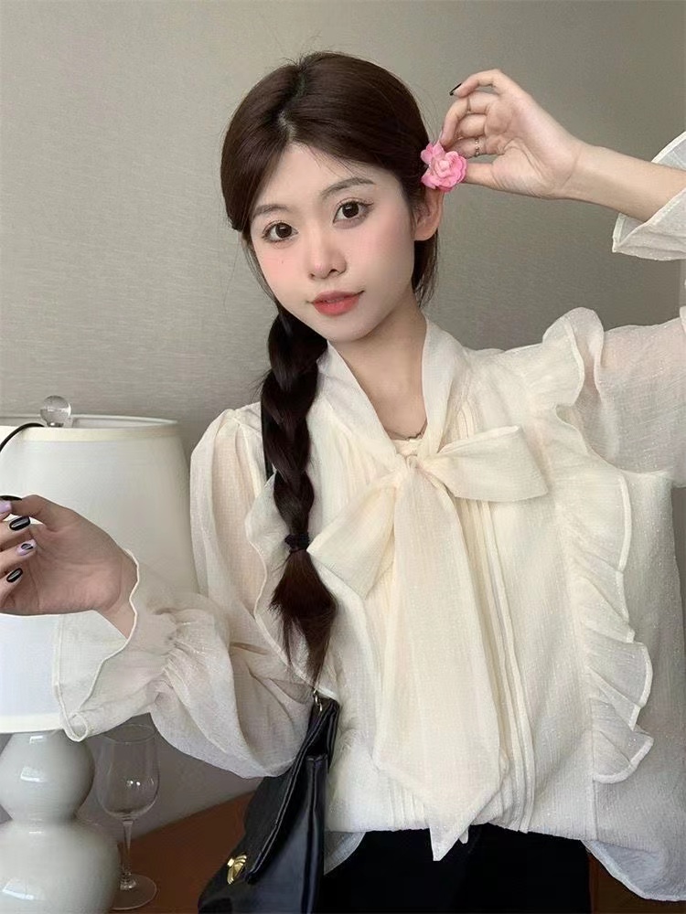 小个子设计感法式衬衫女2024年新款秋季高档小香风气质打底雪纺衫