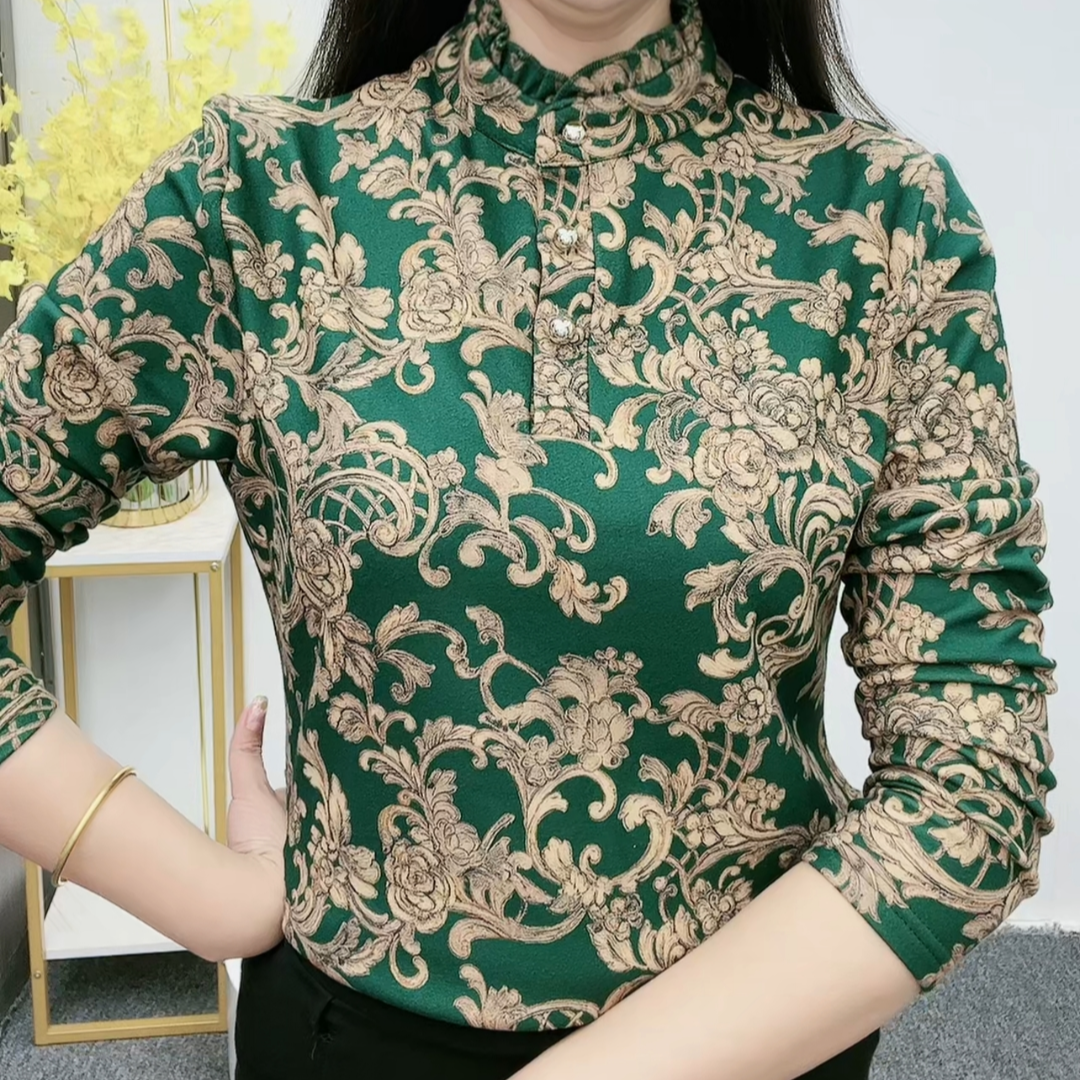 新款木耳边妈妈装打底衫上衣时尚百搭小衫加绒