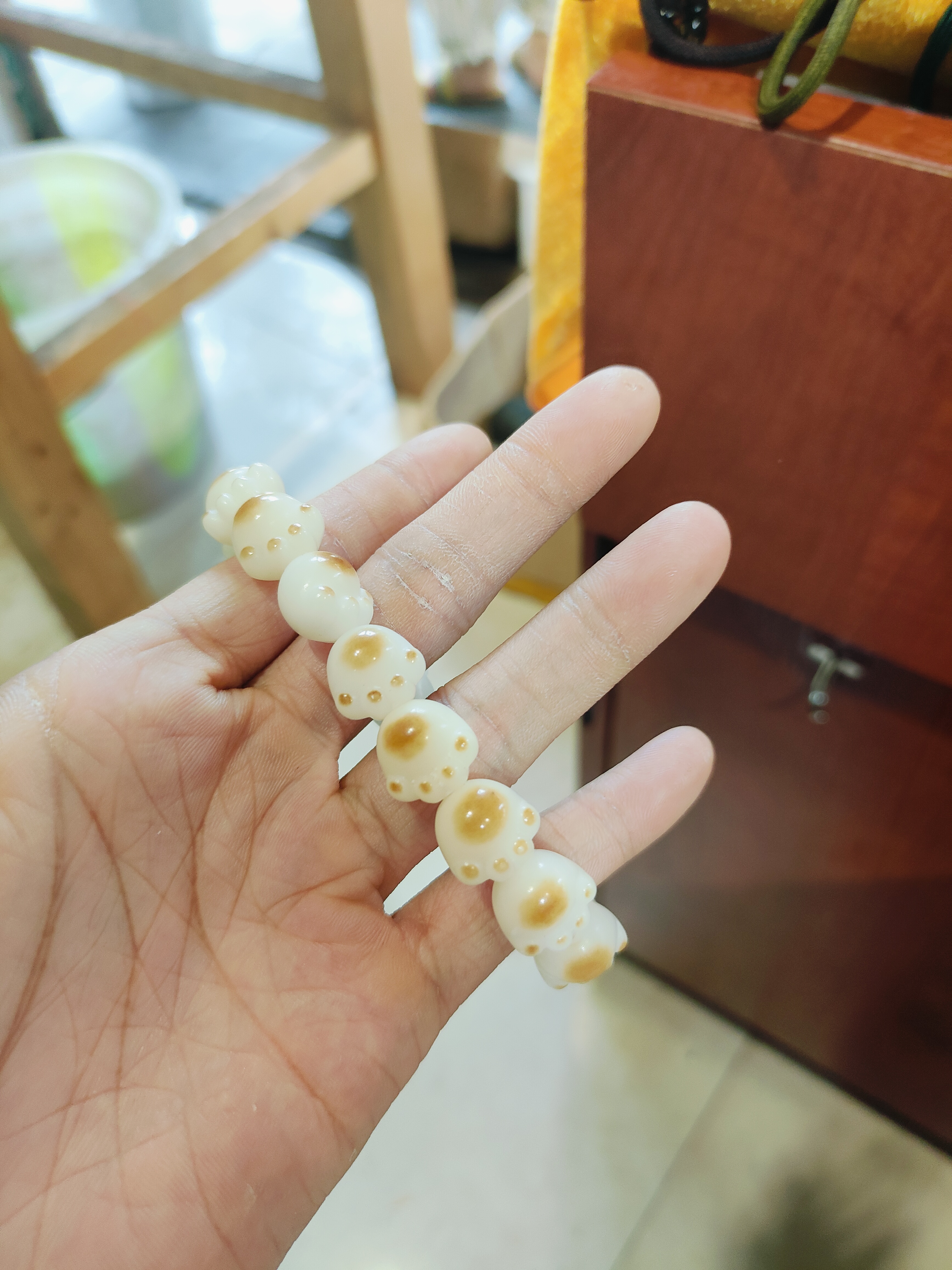 天然菩提根碳烤猫爪手串，