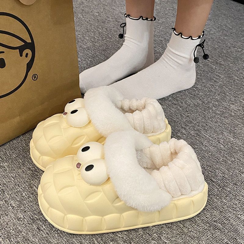 棉拖鞋女冬季防水家居厚底加绒包跟学生宿舍可爱室内可拆卸保暖鞋