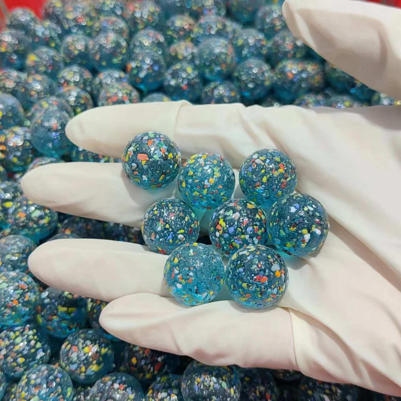 16mm玻璃芝麻球 彩色透明芝麻玻璃球 鱼缸专用弹珠彩色混装颜色