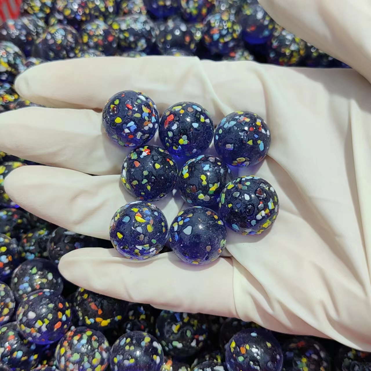 16mm玻璃芝麻球 彩色透明芝麻玻璃球 鱼缸专用儿童弹珠彩色混装