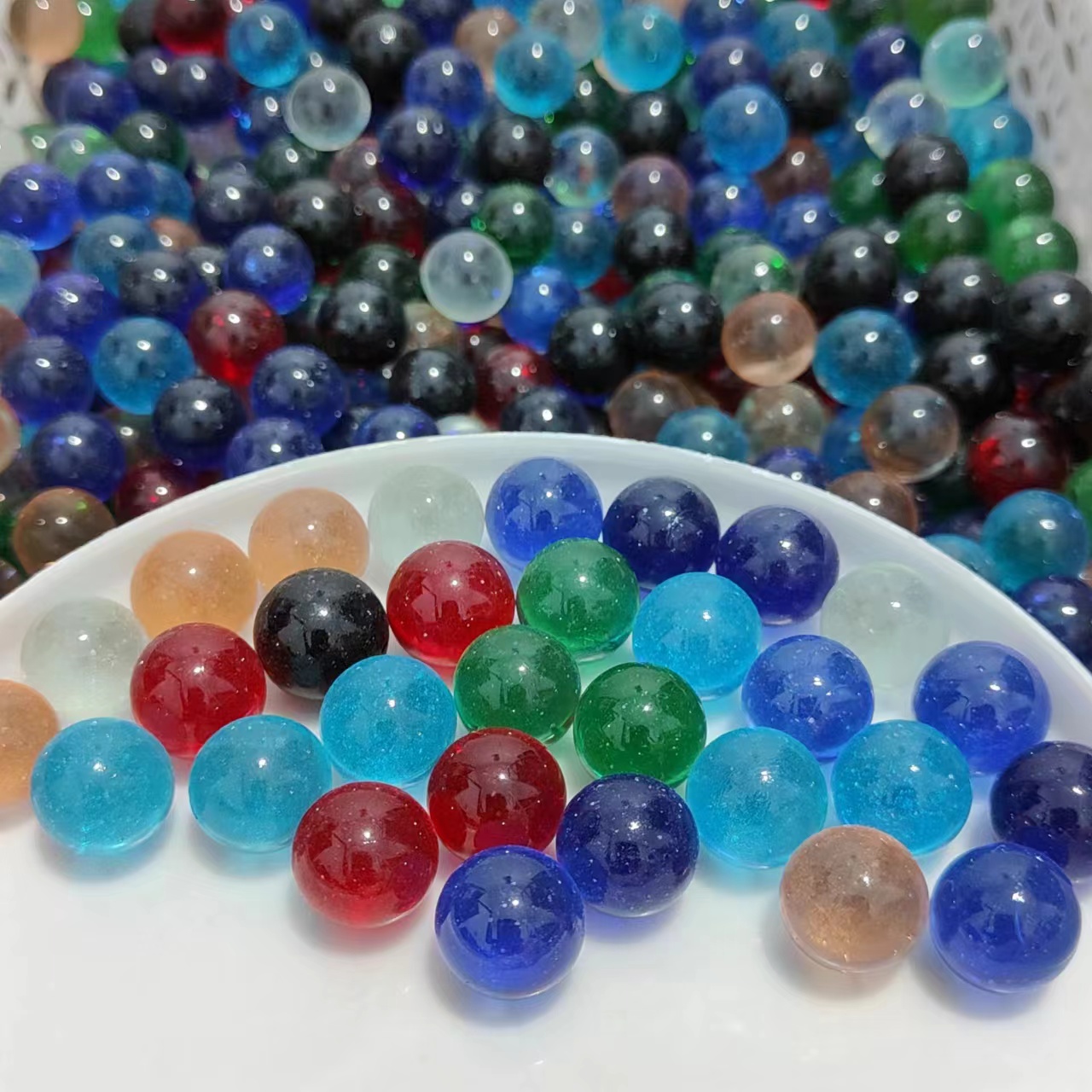 彩色16MM玻璃球夹弹珠童年溜溜球玻璃珠子跳棋子怀旧礼盒玩具