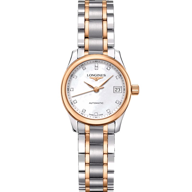 99新 Longines/浪琴 名匠128/机械/玫瑰金贝母钻/表径25.5mm/女士