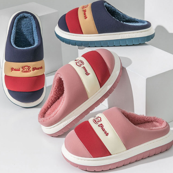 大嘴猴秋冬居家女士厚底防滑棉拖加绒保暖外穿软底男士情侣棉防水