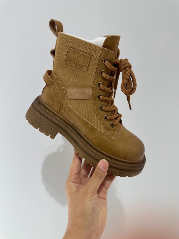 时尚英伦风厚底马丁靴女复古做旧方头系带短靴