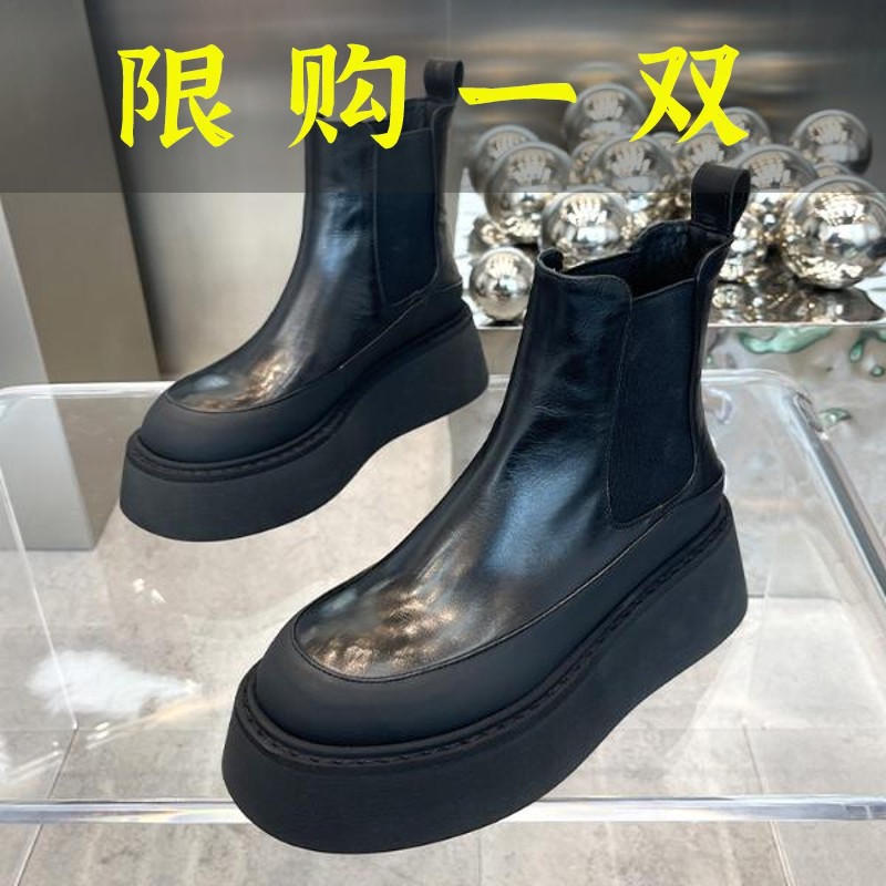 百丽纯爱马丁靴2023秋冬季新款厚底增高加绒欧货短靴子女鞋921-