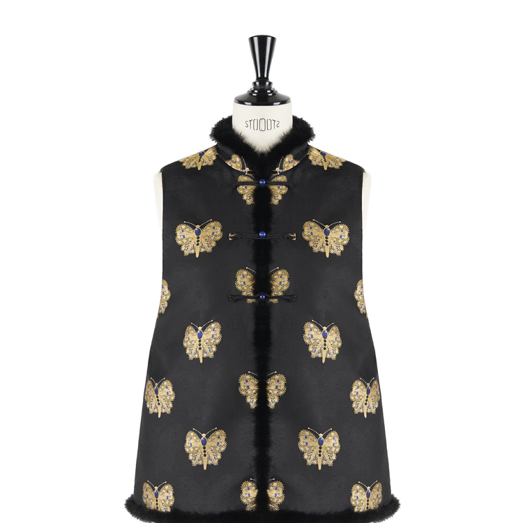 【上久楷黑金蝴蝶】高奢水貂夹丝绵马甲CD2167659