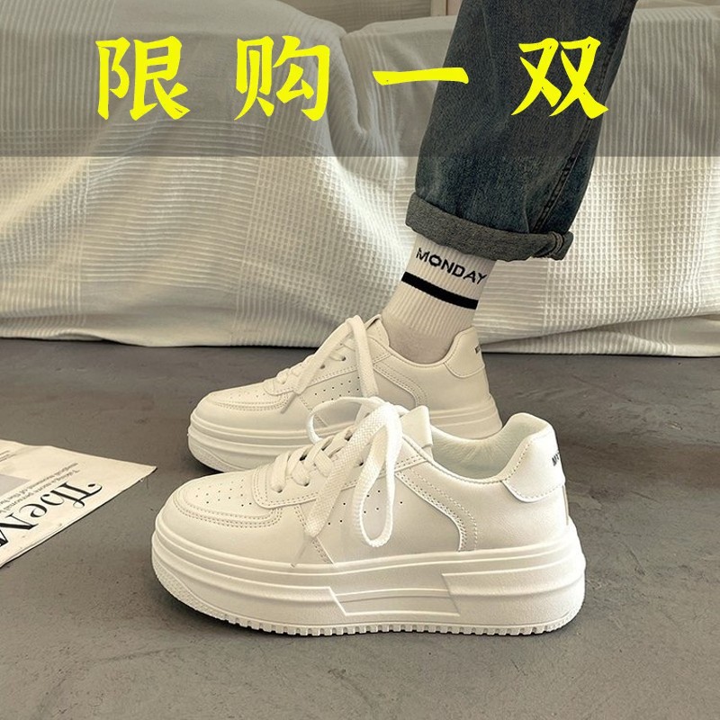 百丽纯爱厚底增高小白鞋女ins潮2023新款百搭松糕鞋轻便休闲运