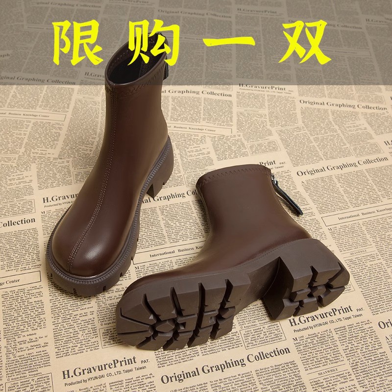 百丽纯爱秋瘦瘦靴女2023新款高级感马丁靴女单靴洋气小踝靴