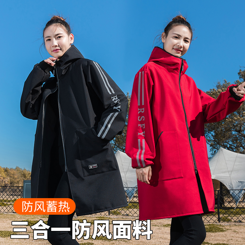 三合一加绒加厚长袖围裙冬季保暖正穿防污耐脏男工作服成人罩衣女