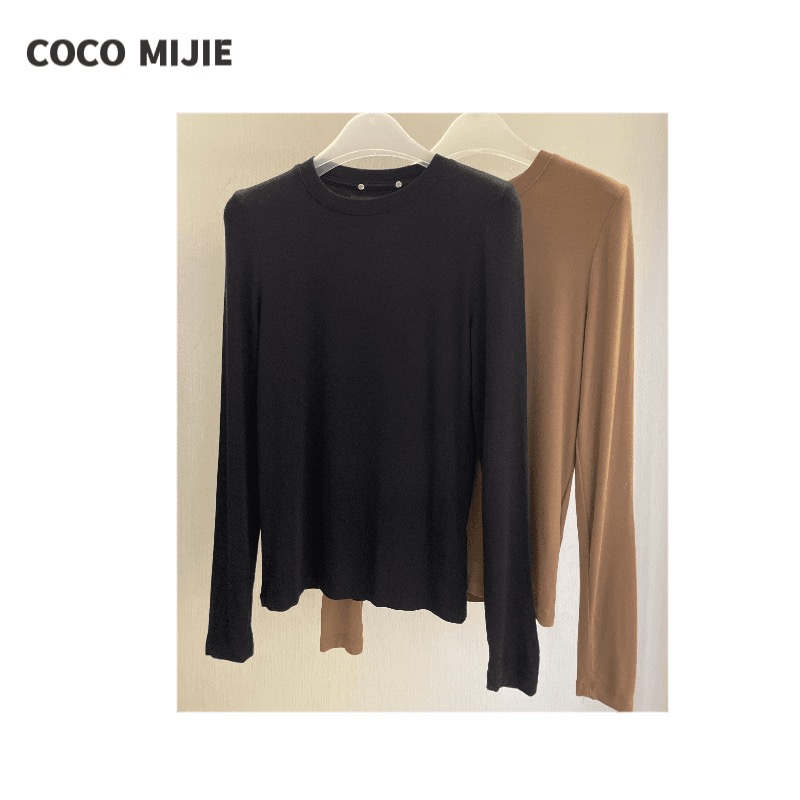 进口面料细腻亲肤高弹金属扣打底T恤（价格已开）