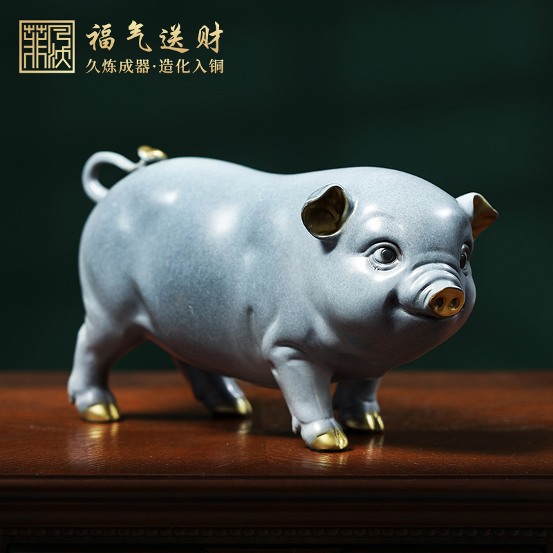 【诸事大吉】铜摆件生肖猪摆件铜工艺品手工桌面福猪客厅装饰品摆件