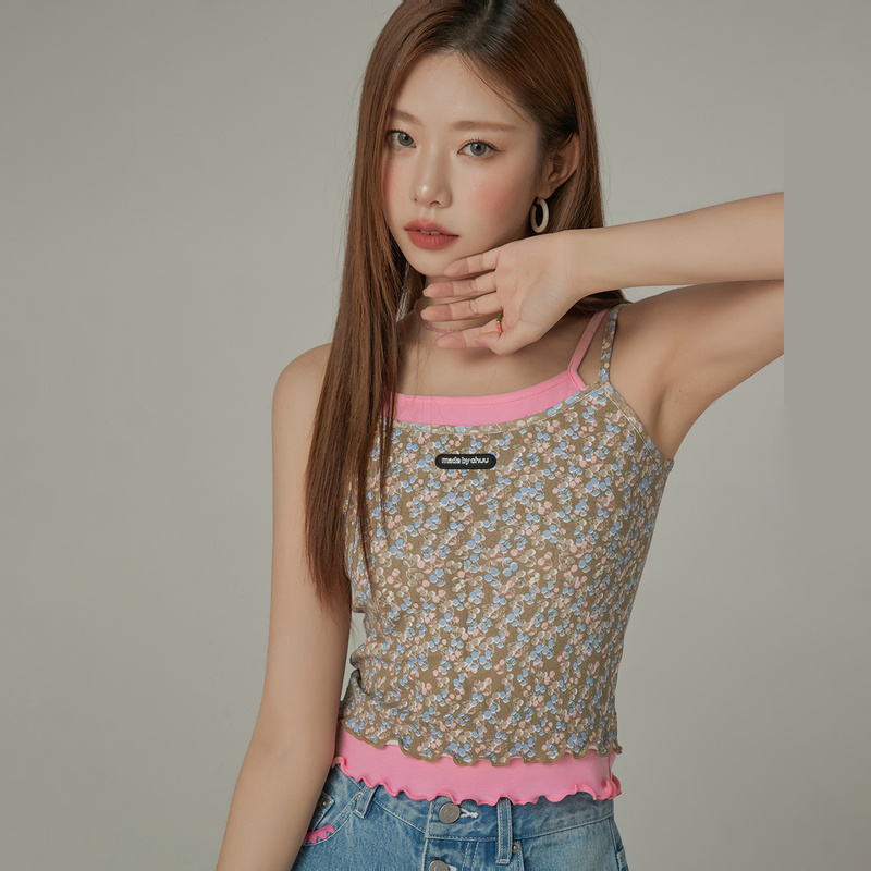 0023【金拐子专属】CHUU小樱桃印花撞色度假风背心-F