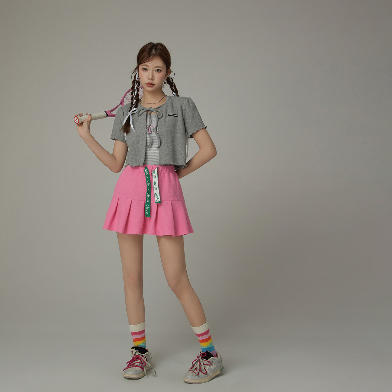 0057【金拐子专属】CHUU松紧腰华夫格半身裙-F