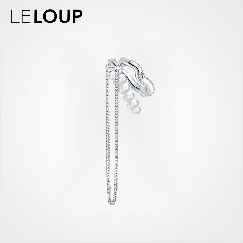 LELOUP 铜合金仿珍珠耳饰 流光珍珠流苏耳夹小众设计精灵耳夹