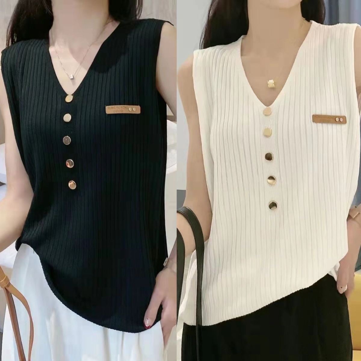 新款时尚纽扣背心
