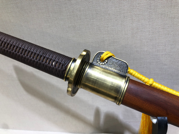 【龙影刀剑-斩剑】花纹钢 铜装 酸枝木 黄铜装 未开刃