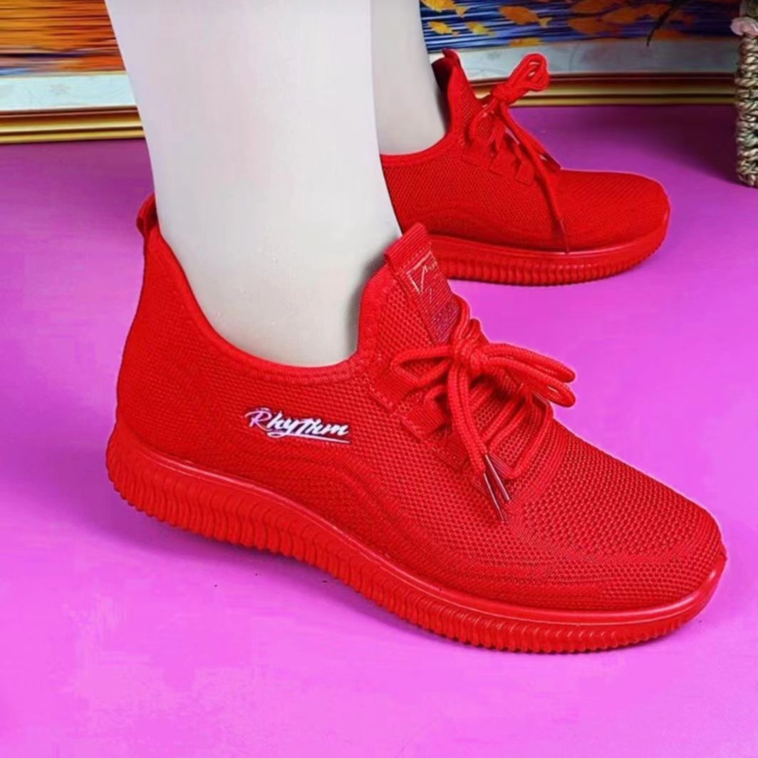 春季新款舒适休闲时尚老北京针织网妈妈鞋防滑女鞋运动鞋女士单鞋