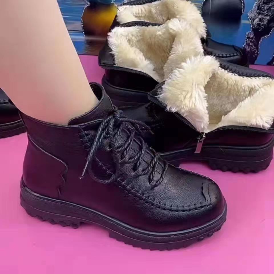 2022冬季新款舒适百搭加棉粗跟短靴