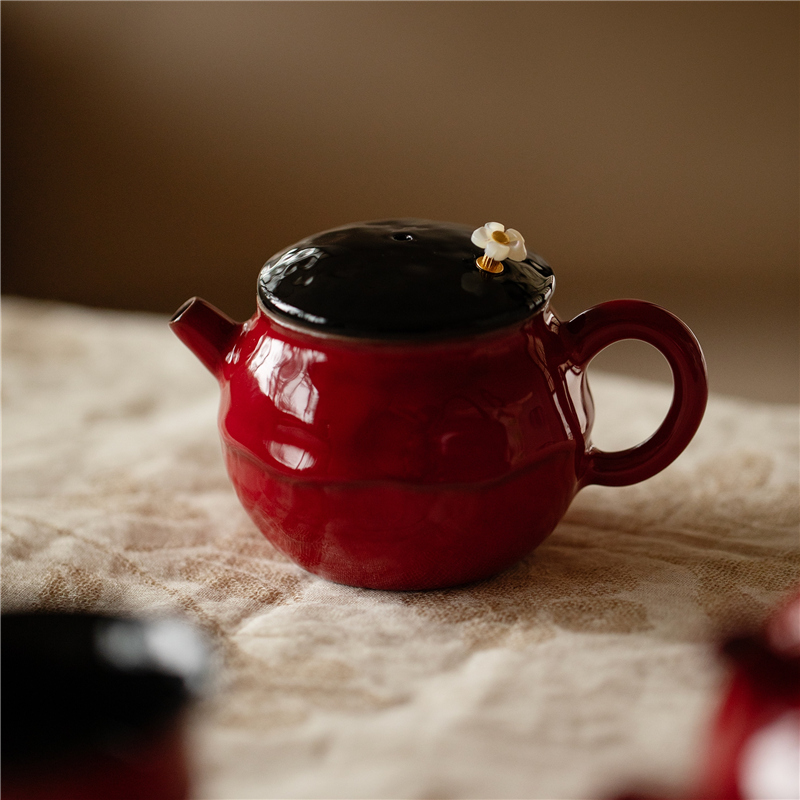 【景德镇】赭梦红朱 清源壶 陶瓷泡茶壶 复古诧寂风家用壶 约100cc