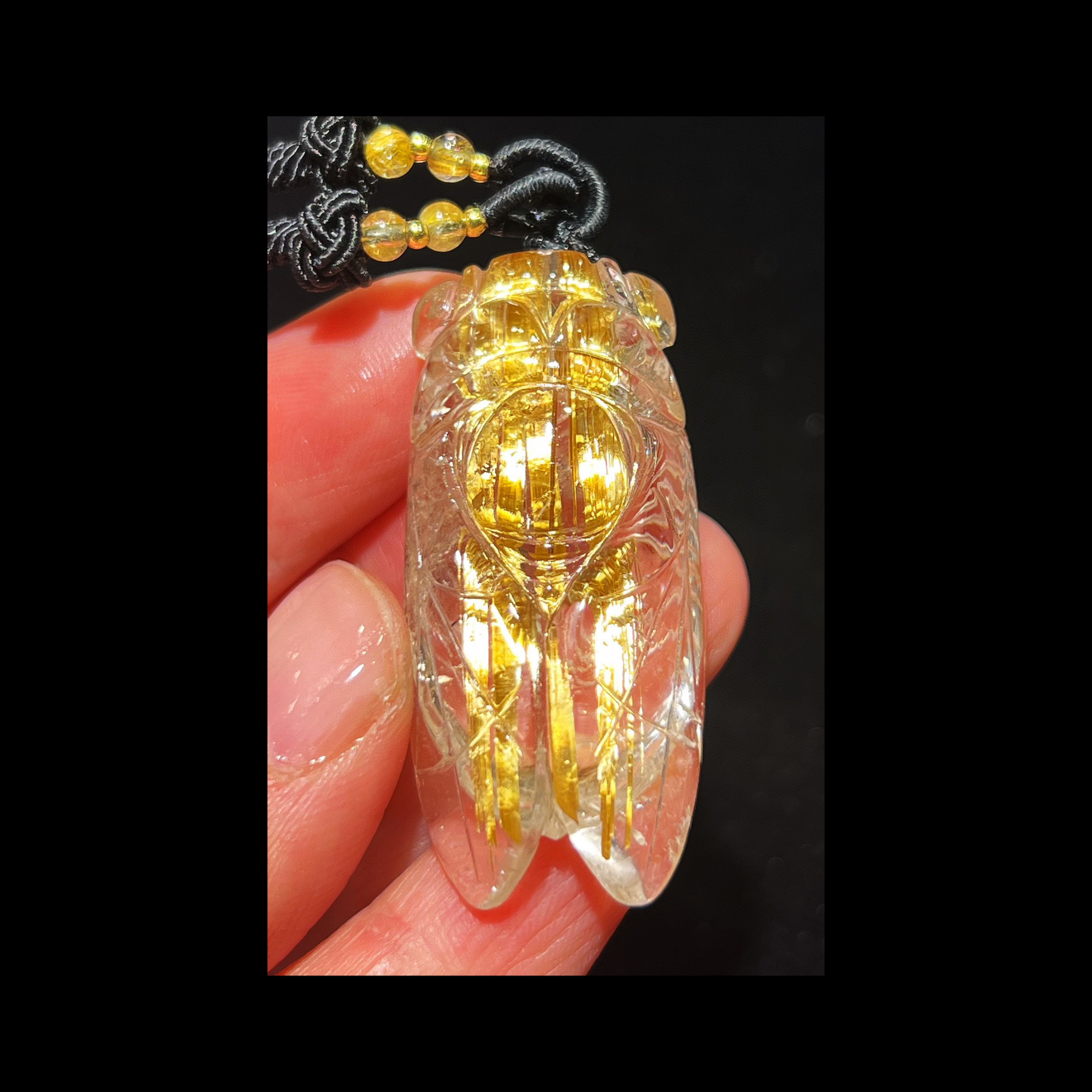 天然发晶钛晶蝉知了一鸣惊人吊坠