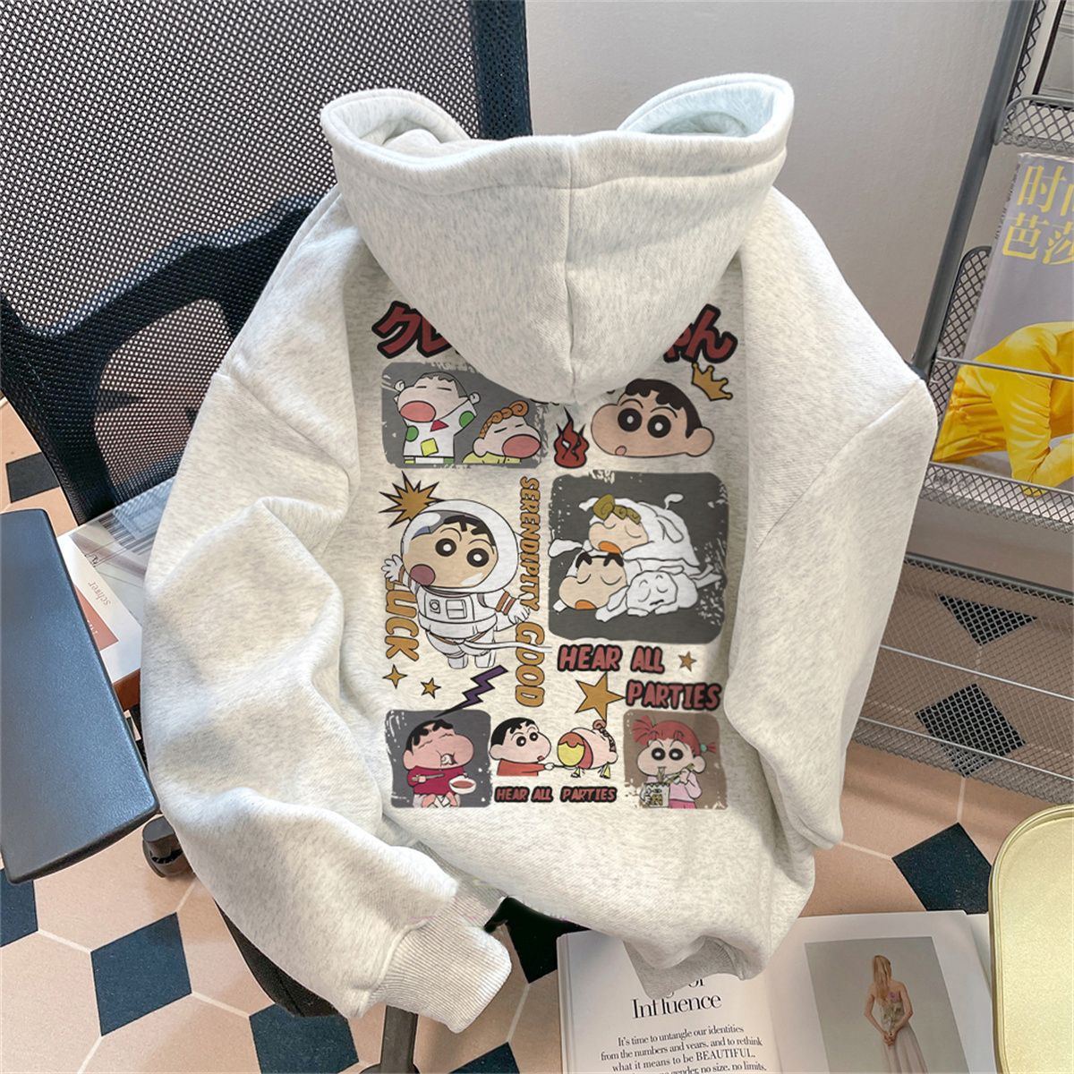 亦声新款纯棉连帽卫衣女韩版小众设计卡通秋冬季加绒加厚卫衣男