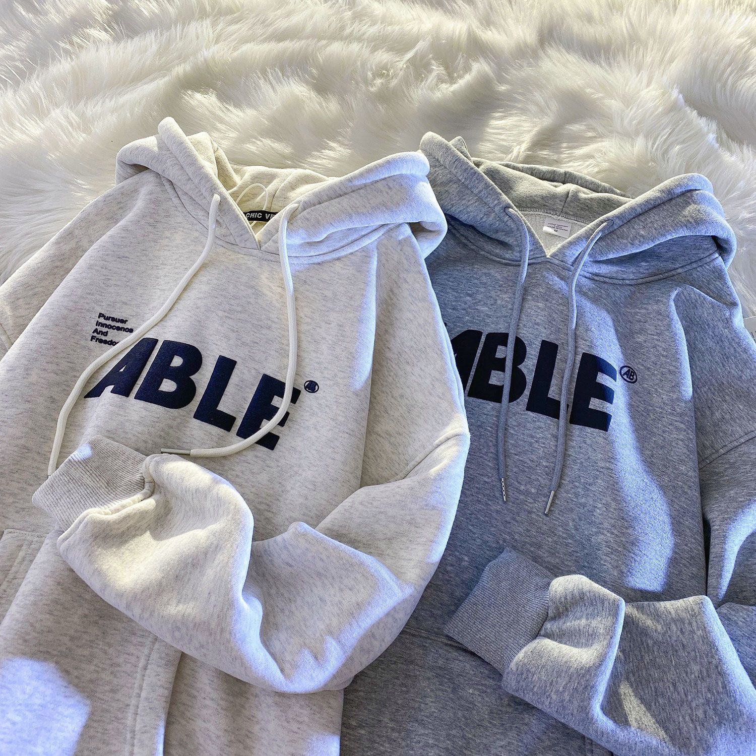 亦声连帽加绒加厚卫衣男学生韩版宽松百搭情侣装oversize外套