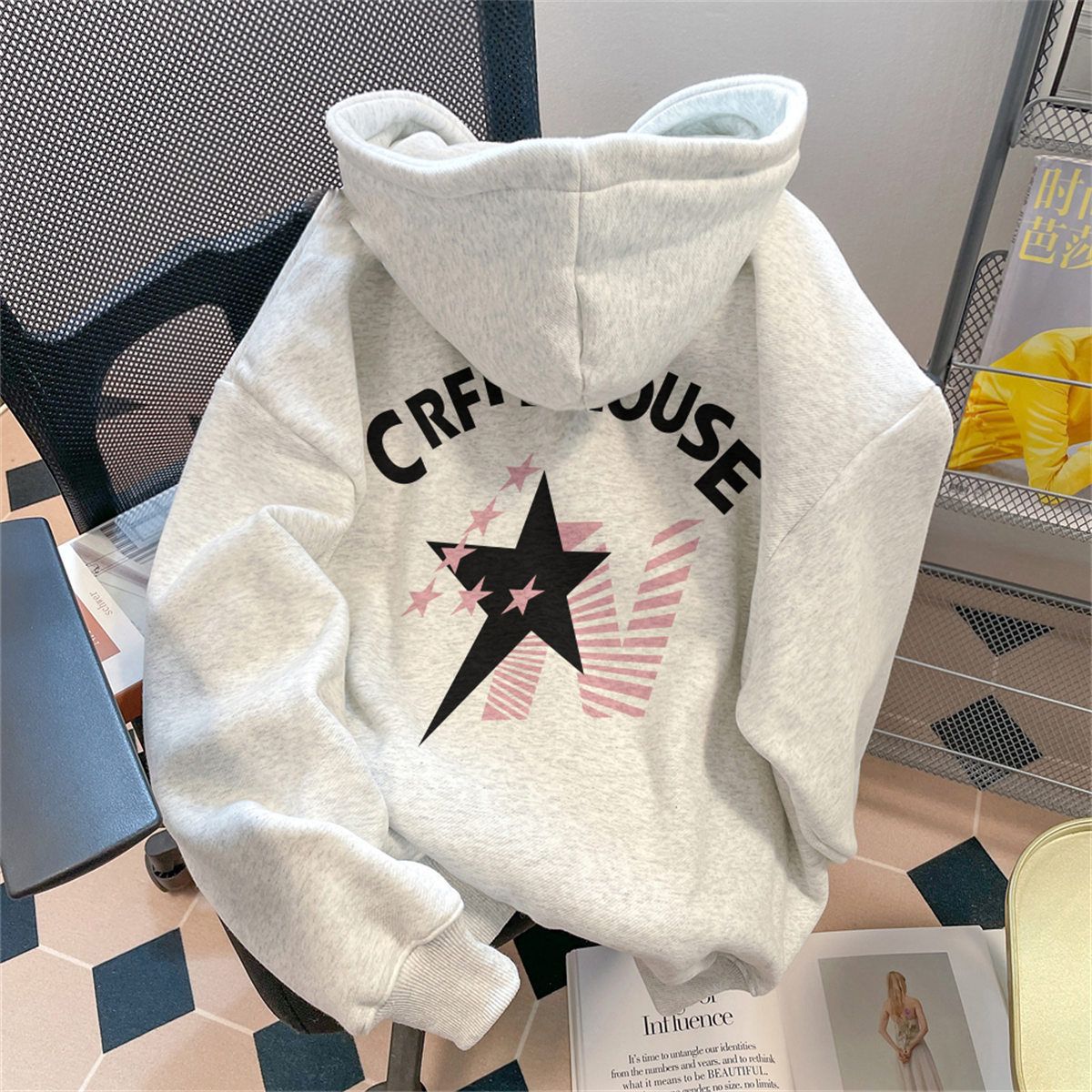 亦声oversize纯棉卫衣女2024新款秋冬小众高街潮牌加厚情侣上衣