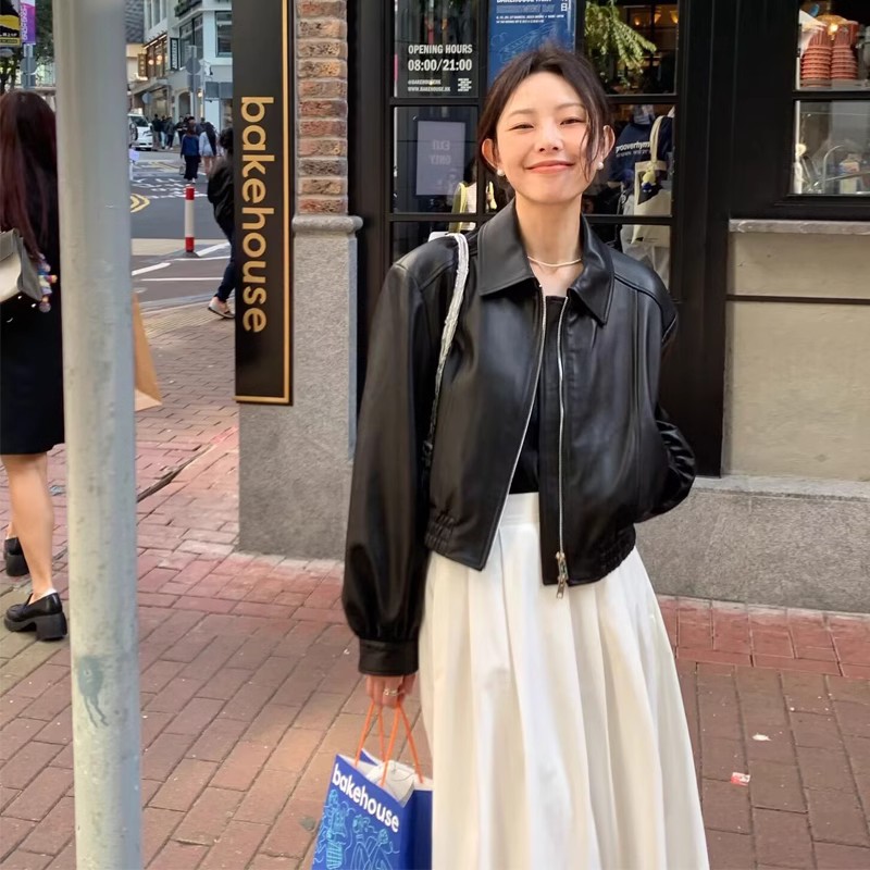 亦声黑色短款皮衣外套女夹克早春初秋新款爆款高级感独特超好看