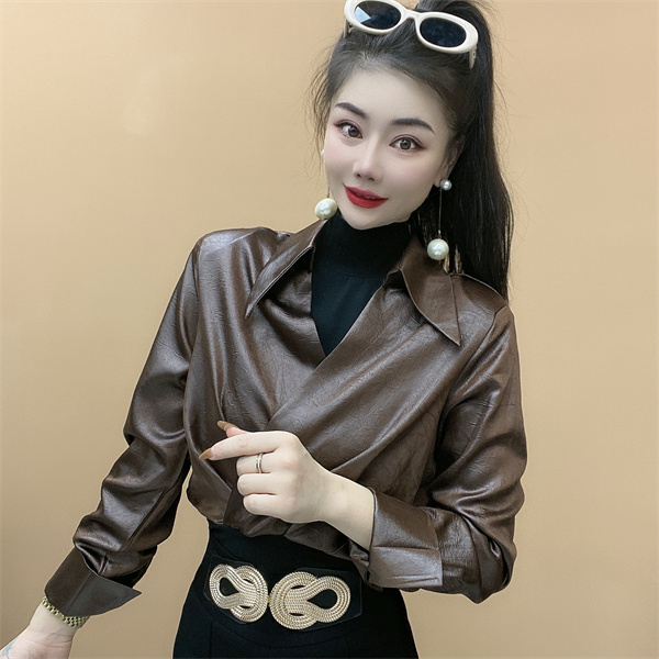 假两件衬衫秋季新款时尚洋气修身显瘦休闲百搭长袖衬衣