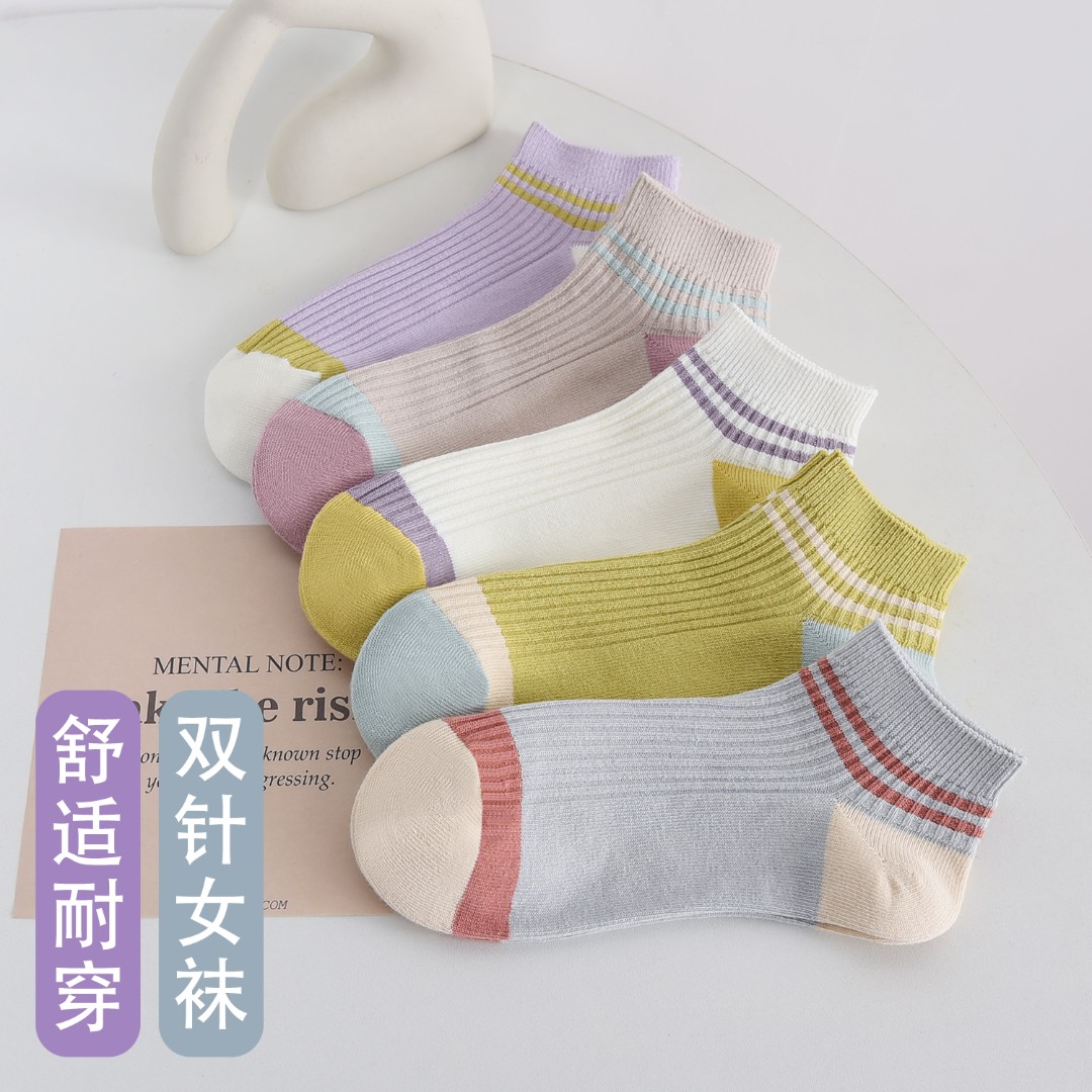 女短袜春夏款 夏季船袜学生夏天条纹低帮薄款浅口透气ins短筒袜子