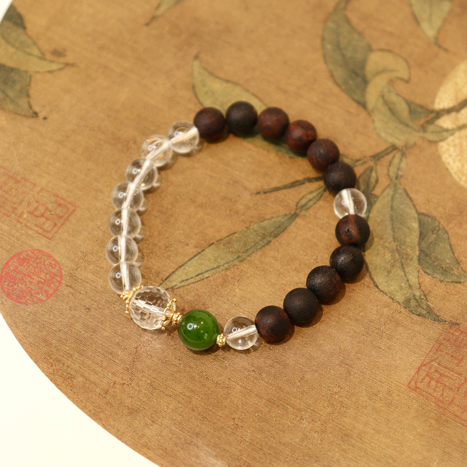 【卓美】降真香圆珠白水晶圆珠DIY手链/条ZJH-1182