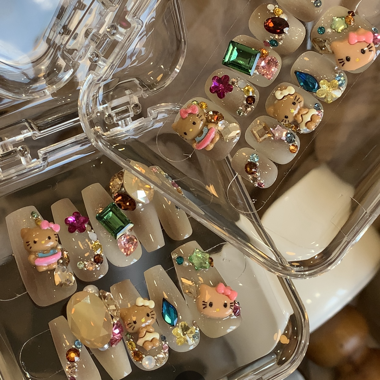 【毛利美甲事务所】麻酱Kitty 施华洛 暹罗配色 秋冬穿戴甲片定制