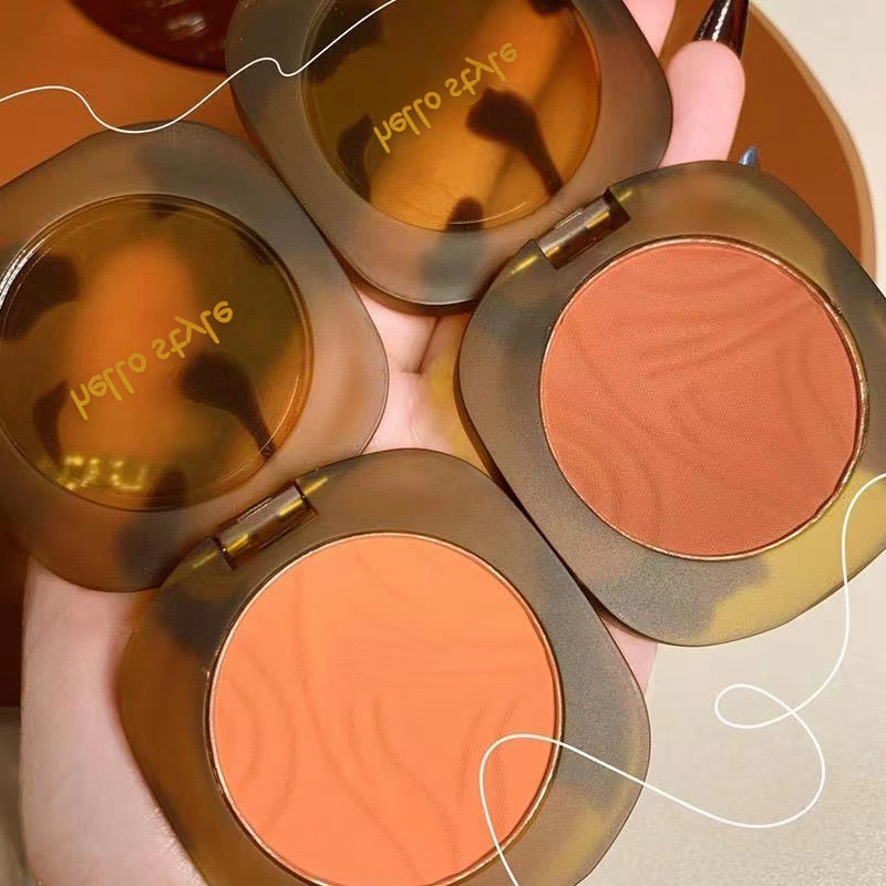 琥珀腮红粉饼显色裸妆胭脂粉质细腻自然立体持久哑光显白橘色