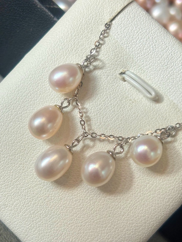 天然淡水珍珠项链925吊坠时尚百搭坠链珠子7mm