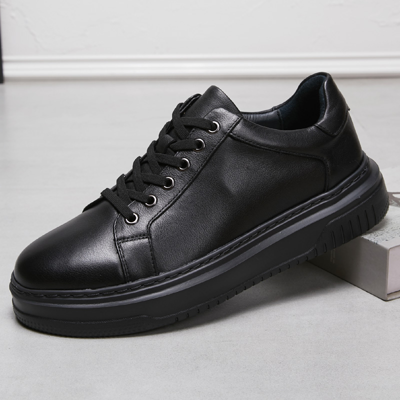 男士板鞋休闲鞋真皮头层牛皮2025年新款潮流鞋子运动百搭厚底低帮