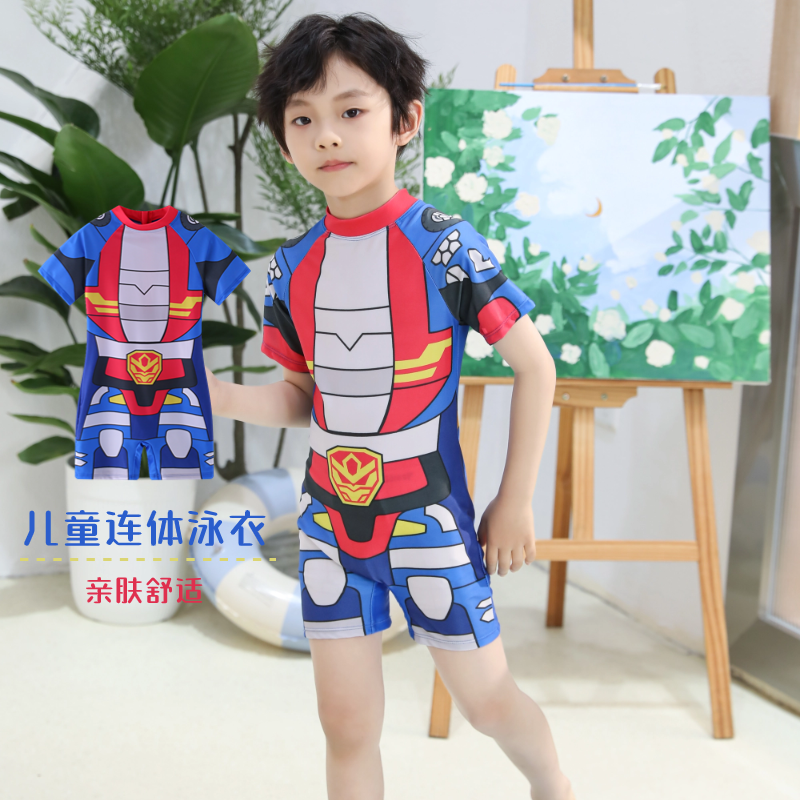 儿童防水连体泳衣超人男童戏水夏季训练泳装宝宝潜水沙滩温泉男孩