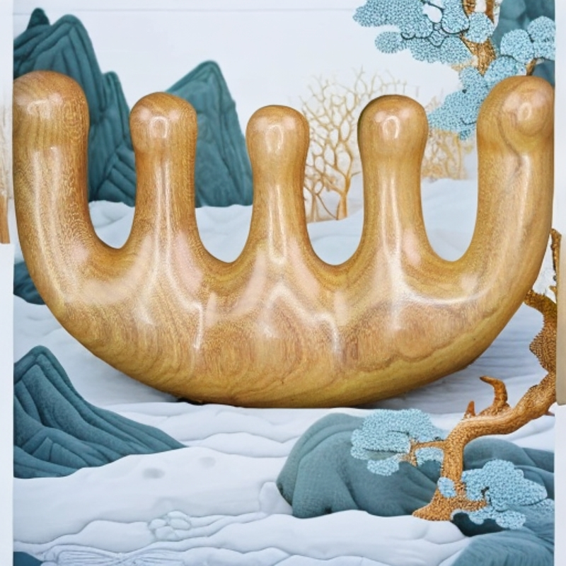 加厚按摩梳头部经络梳子五齿绿檀头皮疏通女士专用便携檀木小巧