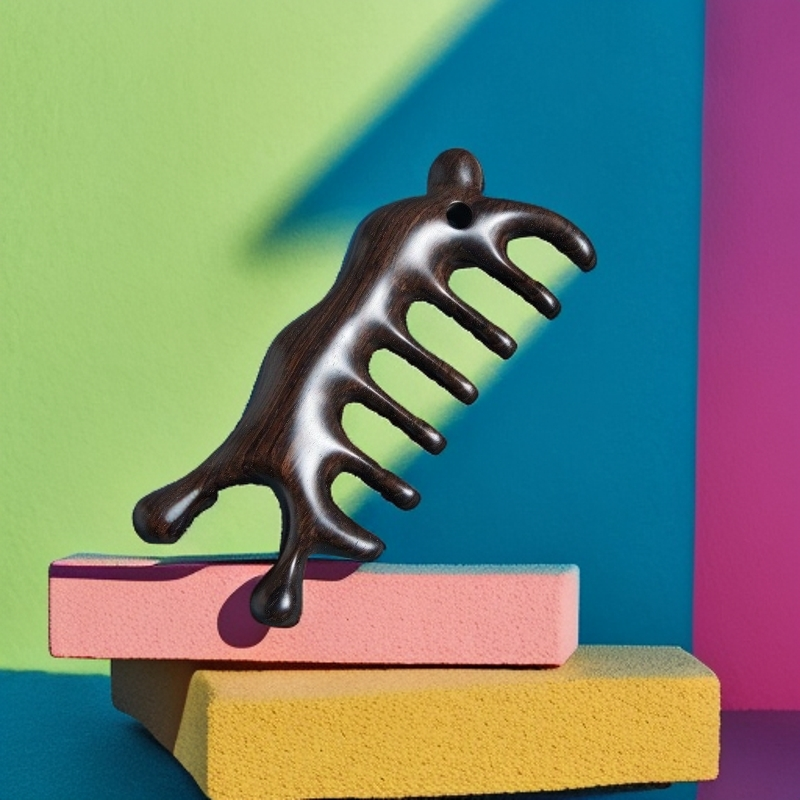 按摩梳头部经络梳子7齿紫光檀头皮疏通女士专用家用精品防静电