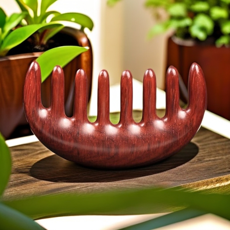 防脱按摩梳头部经络梳子五齿紫檀头皮疏通女士专用头疗便携防静电