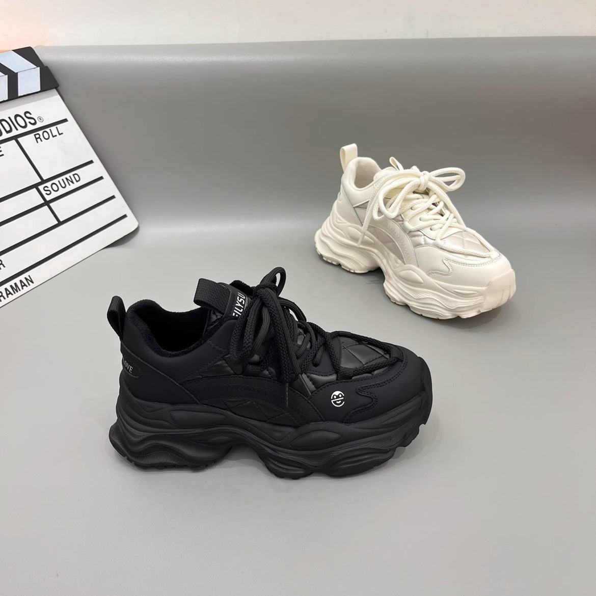 Cheirs Kawer高级感小香风老爹鞋女2023年冬季新款轻便厚底增高加