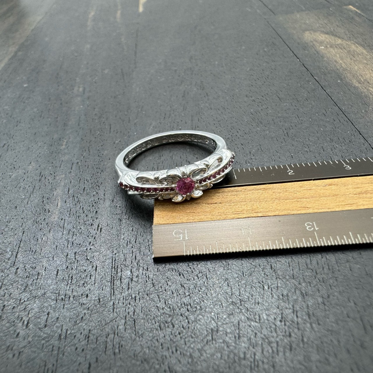 未使用 US8 Chrome hearts 克罗心 18k粉宝窄版十字花戒指