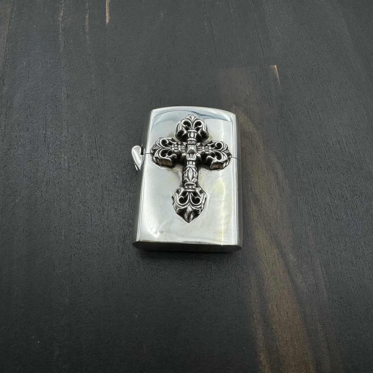 未使用 Chrome Hearts 克罗心 经典火焰十字架Zippo打火机壳
