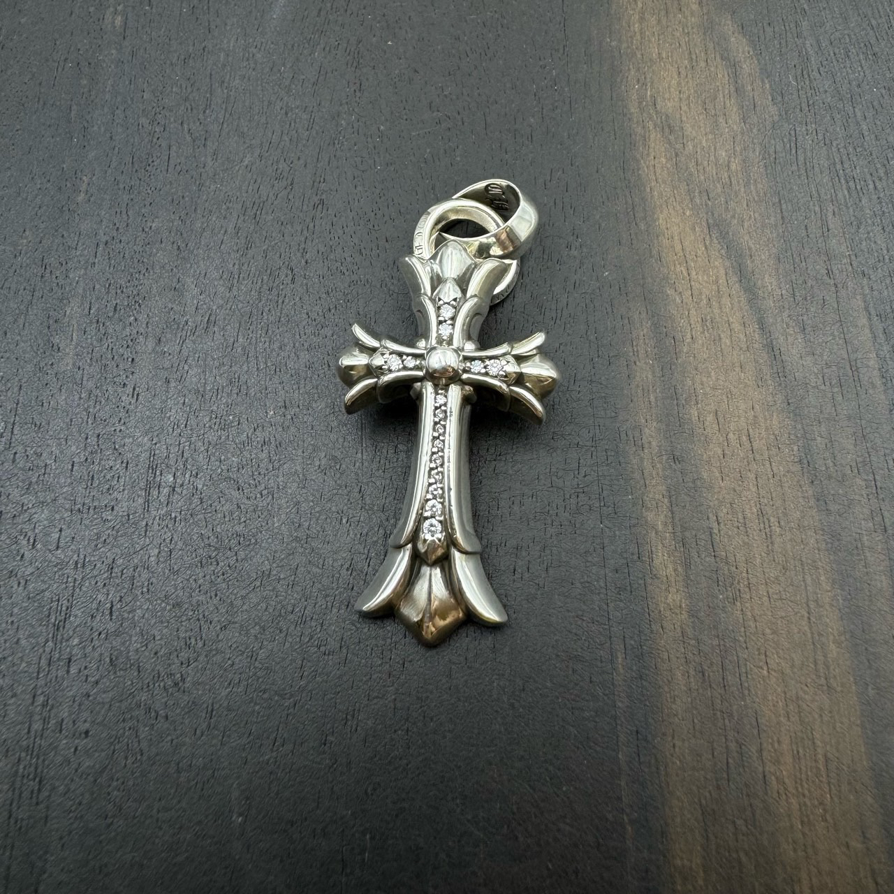 未使用 Chrome Hearts 克罗心 白钻双层水滴十字架吊坠