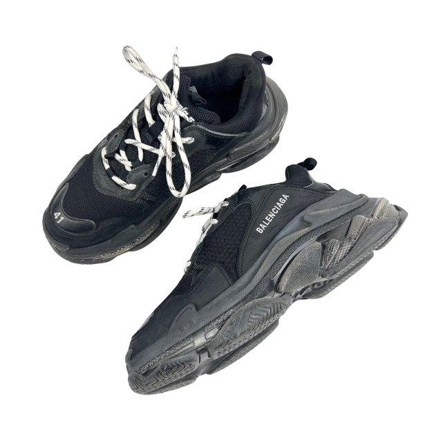 41码/Balenciaga/巴黎世家纯黑气垫老爹鞋/95新/内衬轻微磨损男鞋