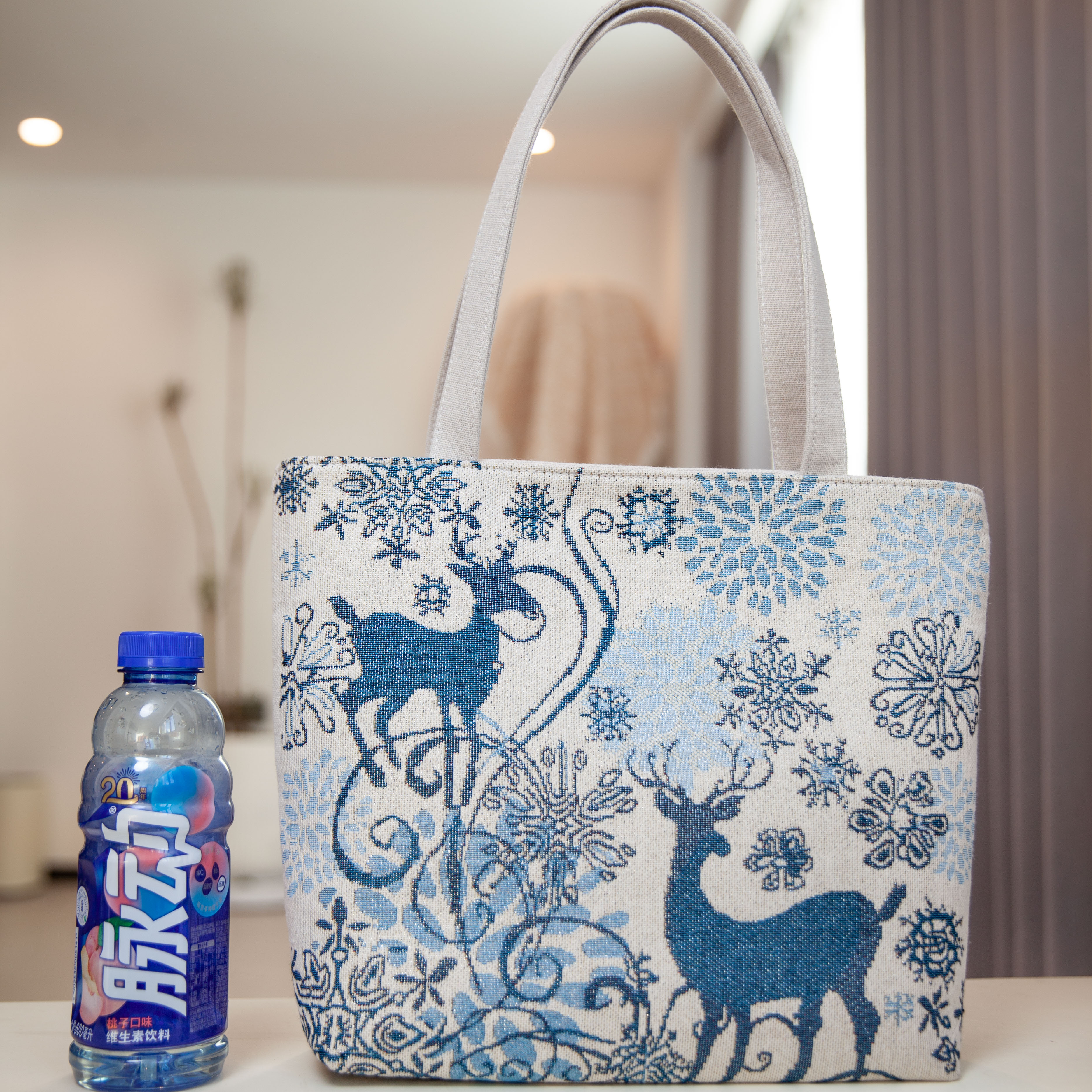 【中包雪花麋鹿】提花刺绣上班气质帆布包大容量手提包通勤百搭时尚