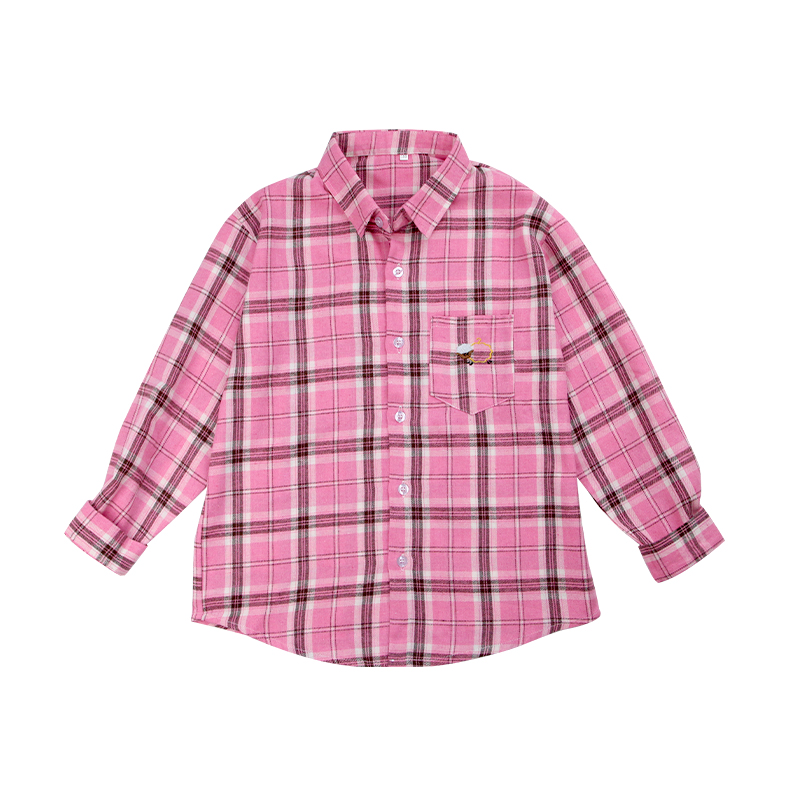 童装衬衫春秋外穿棉质衬衣格子衬衣洋气男女童装上衣外套开衫薄款